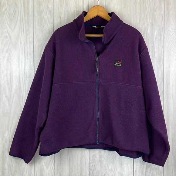 L.L. Bean Jackets & Blazers - L. L. Bean Womens Purple Fleece Size Extra Large Full Zip Pockets Outdoor Warm